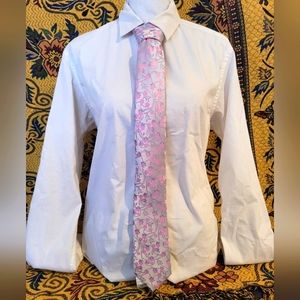 Silver and Pink Floral Tie